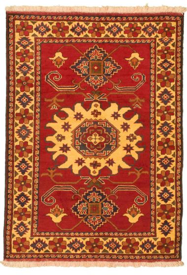 Bordered  Traditional Red Area rug 3x5 Afghan Hand-knotted 347189