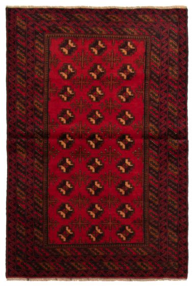 Bordered  Tribal Red Area rug 3x5 Afghan Hand-knotted 357090