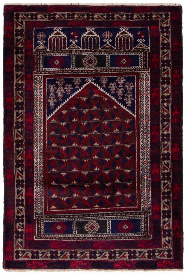 Bordered  Tribal Red Area rug 3x5 Afghan Hand-knotted 358845
