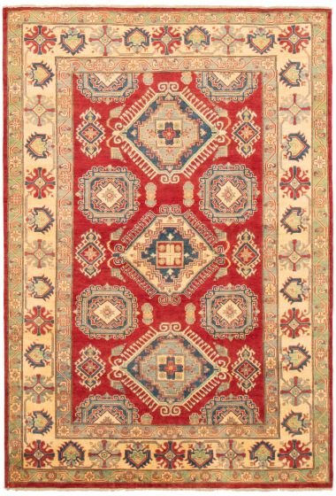 Bordered  Traditional Red Area rug 6x9 Afghan Hand-knotted 363716