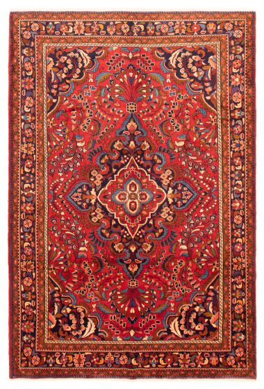 Bordered  Traditional Red Area rug 6x9 Persian Hand-knotted 366062