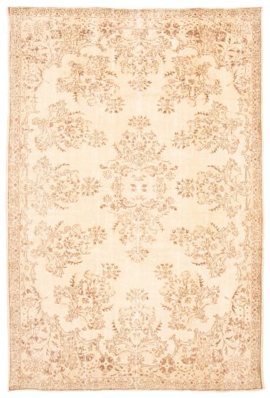 Traditional  Vintage Ivory Area rug 8x10 Turkish Hand-knotted 366773