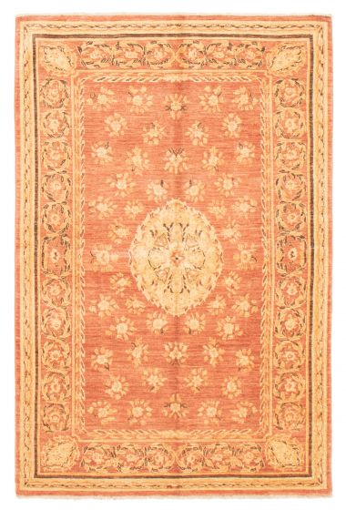 Bordered  Traditional Pink Area rug 5x8 Afghan Hand-knotted 369273