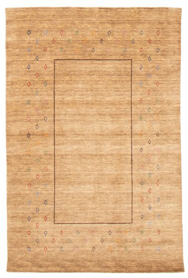 Gabbeh  Tribal Ivory Area rug 5x8 Indian Hand Loomed 370906