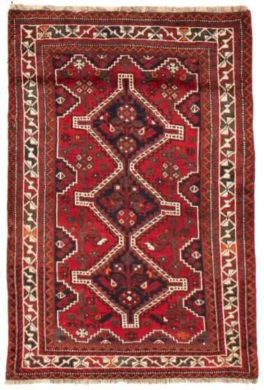 Bordered  Traditional Red Area rug 3x5 Persian Hand-knotted 372260