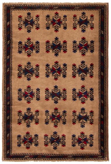 Bordered  Tribal Brown Area rug 3x5 Afghan Hand-knotted 372649