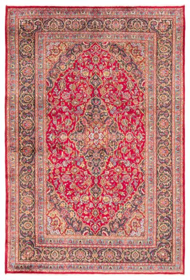 Bordered  Traditional Red Area rug 6x9 Persian Hand-knotted 373349