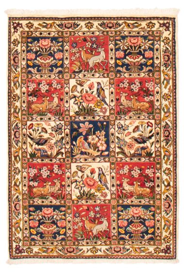 Bordered  Traditional Ivory Area rug 3x5 Persian Hand-knotted 373642