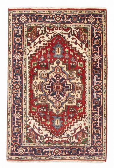 Bordered  Traditional Red Area rug 3x5 Indian Hand-knotted 377964