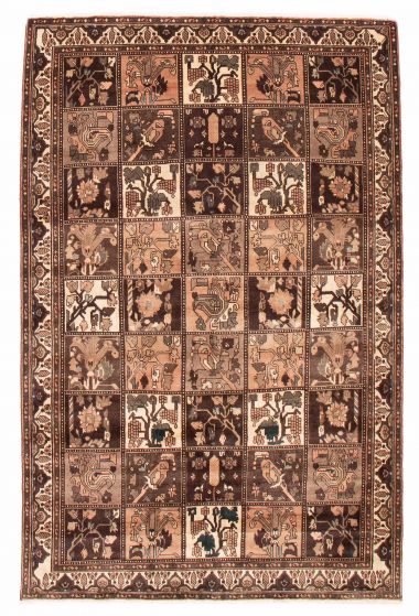 Bordered  Vintage/Distressed Brown Area rug 6x9 Turkish Hand-knotted 385002