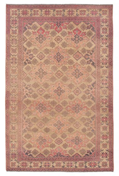 Geometric  Vintage/Distressed Green Area rug 6x9 Afghan Hand-knotted 392466