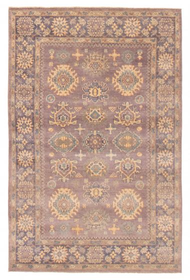 Bordered  Transitional Purple Area rug 3x5 Afghan Hand-knotted 392668
