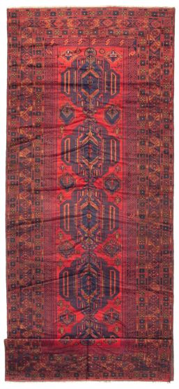 Bordered  Tribal Red Runner rug 15-ft-runner Afghan Hand-knotted 348539