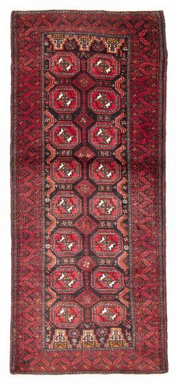 Bordered  Traditional Black Runner rug 7-ft-runner Persian Hand-knotted 380764