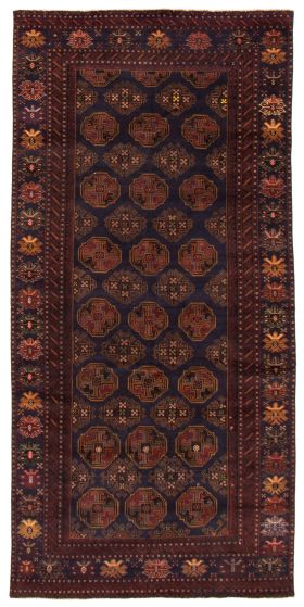 Bordered  Tribal Blue Area rug Unique Afghan Hand-knotted 367051