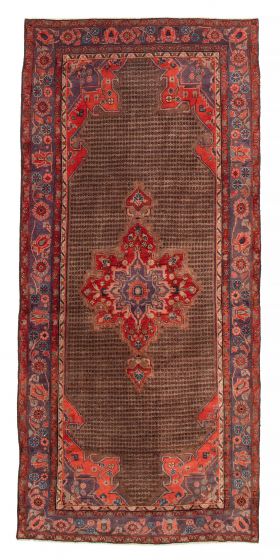 Bordered  Vintage/Distressed Brown Area rug Unique Persian Hand-knotted 385270