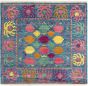 Casual  Transitional Blue Area rug Square Indian Hand-knotted 280702