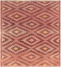 Bordered  Tribal Red Area rug Unique Turkish Flat-Weave 292903
