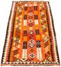 Bordered  Geometric Orange Area rug Unique Turkish Flat-Weave 306433