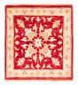 Bordered  Traditional Red Area rug Square Afghan Hand-knotted 379916