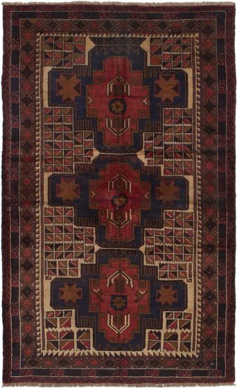 Bordered  Tribal Brown Area rug 3x5 Afghan Hand-knotted 285140