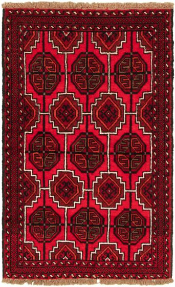 Bordered  Tribal Red Area rug 3x5 Afghan Hand-knotted 321666