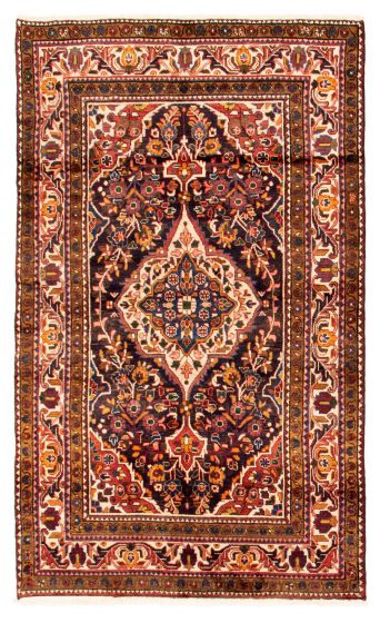 Bordered  Traditional Black Area rug 4x6 Persian Hand-knotted 352421