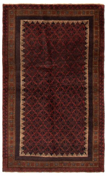 Bordered  Tribal Red Area rug 4x6 Afghan Hand-knotted 355473