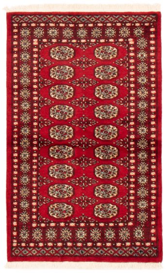 Bordered  Tribal Red Area rug 3x5 Pakistani Hand-knotted 361498