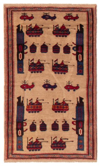 Bordered  Tribal Brown Area rug 3x5 Afghan Hand-knotted 365736