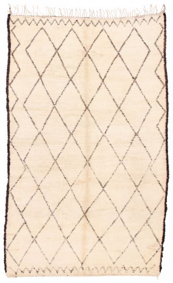 Moroccan  Tribal Ivory Area rug Unique Moroccan Hand-knotted 383131