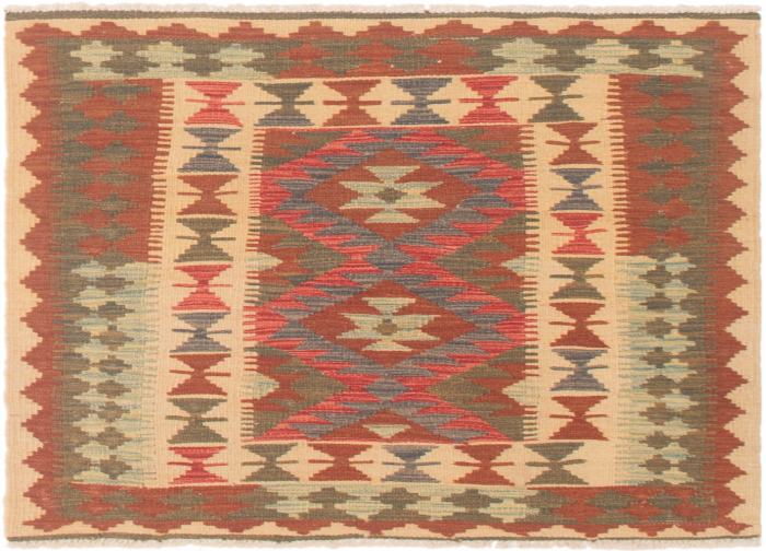 Bordered  Traditional Brown Area rug Square Turkish Flat-Weave 297897