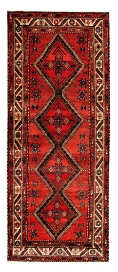 Bordered  Traditional Red Runner rug 10-ft-runner Persian Hand-knotted 352516