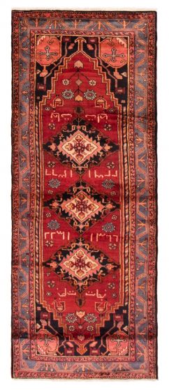 Bordered  Traditional Red Runner rug 9-ft-runner Persian Hand-knotted 372980