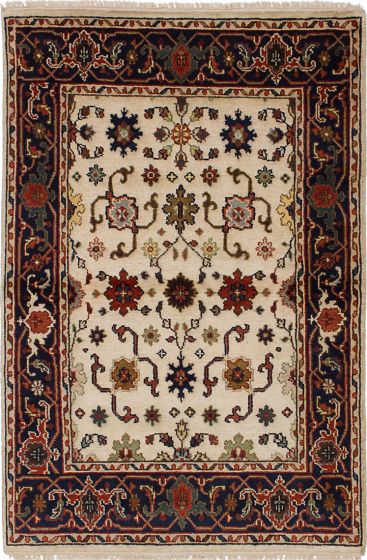Floral  Traditional Ivory Area rug 3x5 Indian Hand-knotted 240433