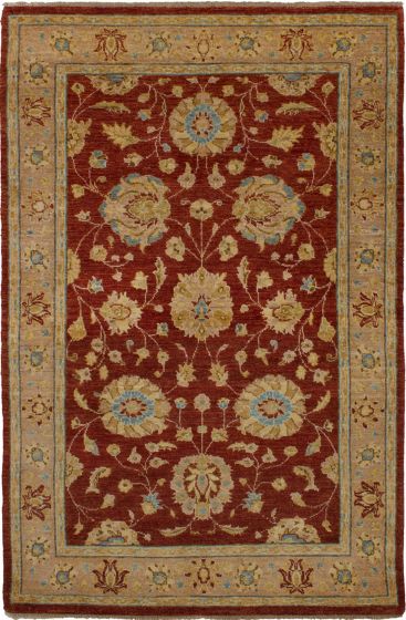 Bordered  Traditional Brown Area rug 3x5 Afghan Hand-knotted 268652