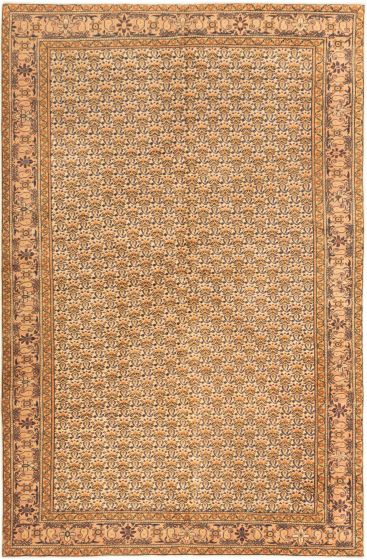 Bordered  Transitional Ivory Area rug 5x8 Turkish Hand-knotted 280915