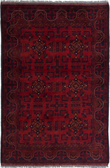 Bordered  Tribal Red Area rug 3x5 Afghan Hand-knotted 281468