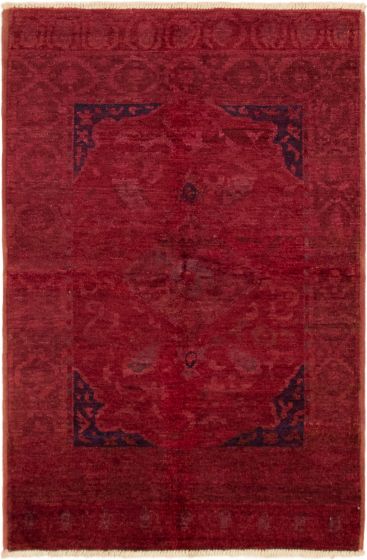 Bordered  Transitional Red Area rug 5x8 Indian Hand-knotted 294400