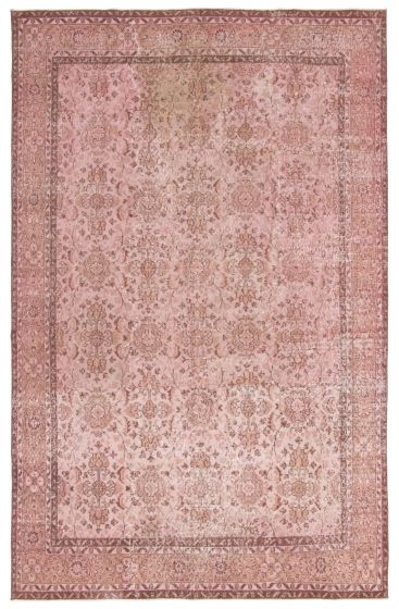 Bordered  Transitional Pink Area rug 6x9 Turkish Hand-knotted 361923