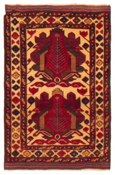 Bordered  Tribal Brown Area rug 3x5 Afghan Hand-knotted 365685