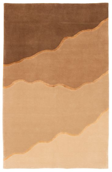 Transitional Brown Area rug 5x8 Nepal Hand-knotted 368637