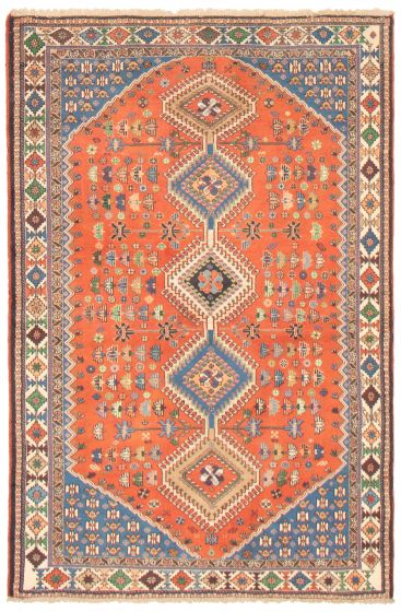 Bordered  Traditional Brown Area rug 5x8 Persian Hand-knotted 373247