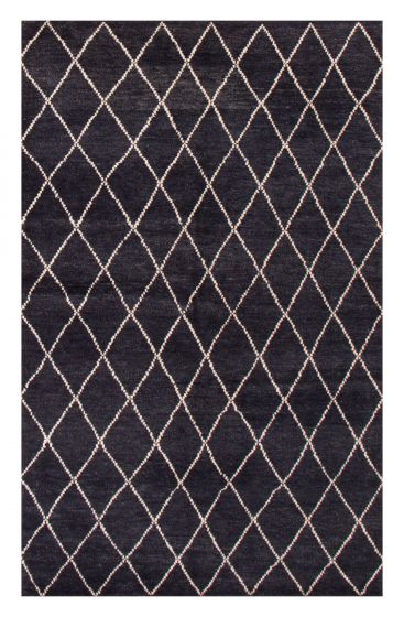 Moroccan  Tribal Black Area rug 5x8 Indian Hand-knotted 374652