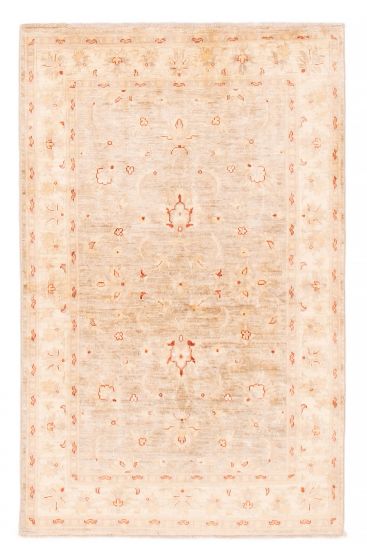 Bordered  Traditional Ivory Area rug 3x5 Afghan Hand-knotted 379382