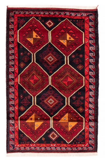 Bordered  Tribal Red Area rug 5x8 Turkish Hand-knotted 381078