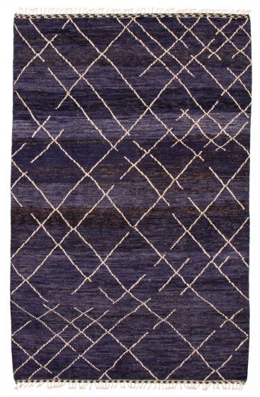 Moroccan  Tribal Blue Area rug Unique Pakistani Hand-knotted 381743