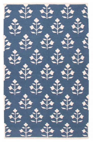 Flat-weaves & Kilims  Floral Blue Area rug 5x8 Turkish Flat-Weave 387436