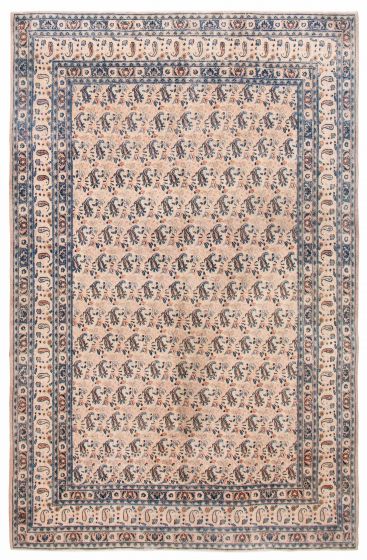 Vintage/Distressed Ivory Area rug 6x9 Turkish Hand-knotted 388897