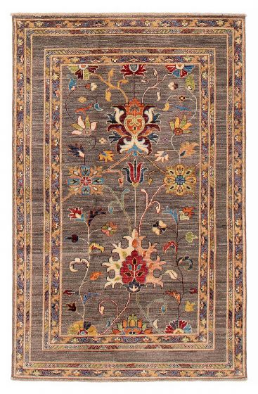 Floral  Transitional Grey Area rug 3x5 Afghan Hand-knotted 390312